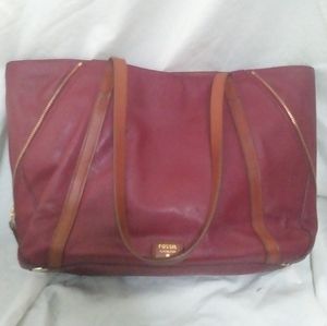 Fossil burgundy red shoulder bag